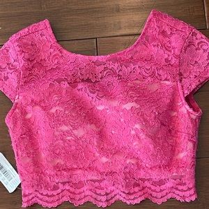 Bright pink fancy lace blouse for girls, for all occasions,size 1 in  junior’s